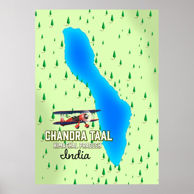 Affiche Carte du lac indien de Chandra Taal Himachal Prade (Devant)