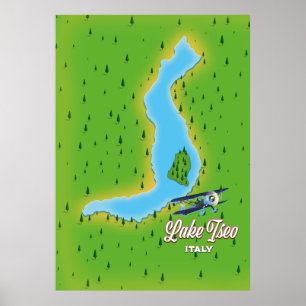 Affiche Carte du lac Iseo Italie