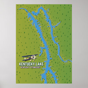 Affiche Carte du lac Kentucky USA