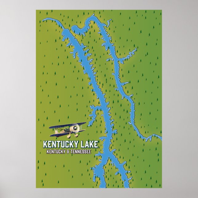 Affiche Carte du lac Kentucky USA (Devant)