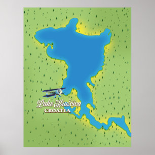 Affiche Carte du lac Krušćica Croatie