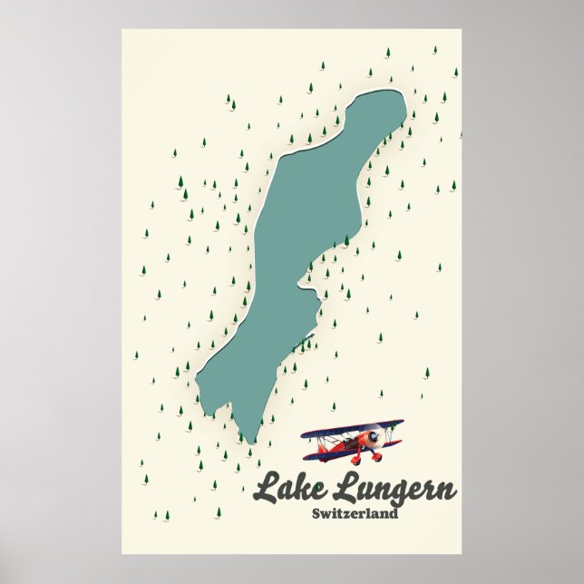 Affiche Carte du lac Lungern Suisse (Devant)