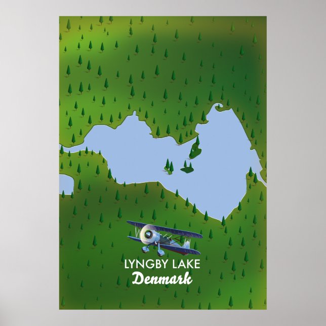 Affiche Carte du lac Lyngby Danemark (Devant)