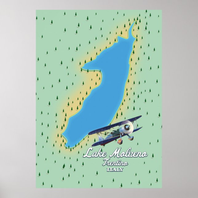 Affiche Carte du lac Molveno Italie (Devant)