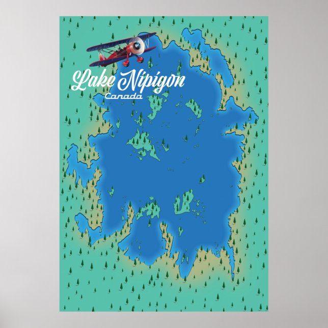 Affiche Carte du lac Nipigon Canada (Devant)