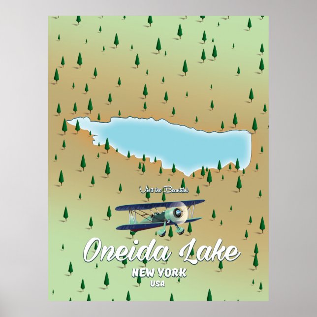 Affiche Carte du lac Oneida New York (Devant)