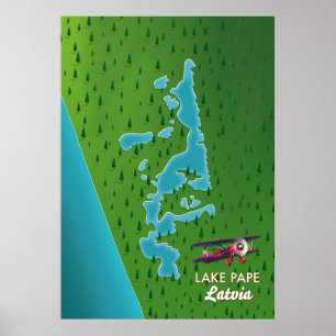 Affiche Carte du lac Pape Lettonie