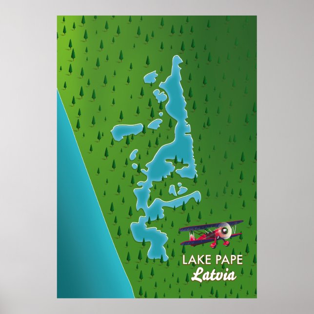 Affiche Carte du lac Pape Lettonie (Devant)