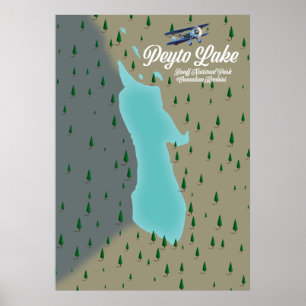 Affiche Carte du lac Peyto Canadian Rockies