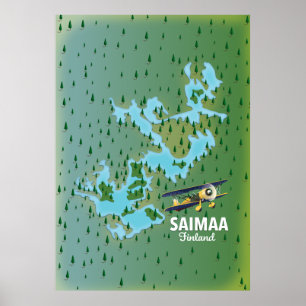 Affiche Carte du lac Saimaa Finlande