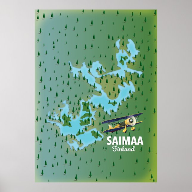 Affiche Carte du lac Saimaa Finlande (Devant)