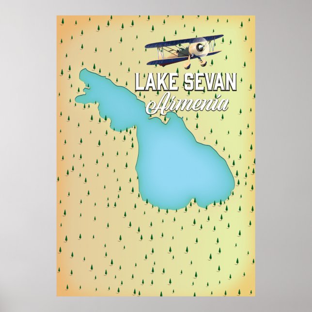 Affiche Carte du lac Sevan Arménie (Devant)