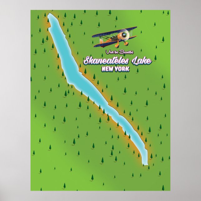 Affiche carte du lac Skaneateles à New York (Devant)
