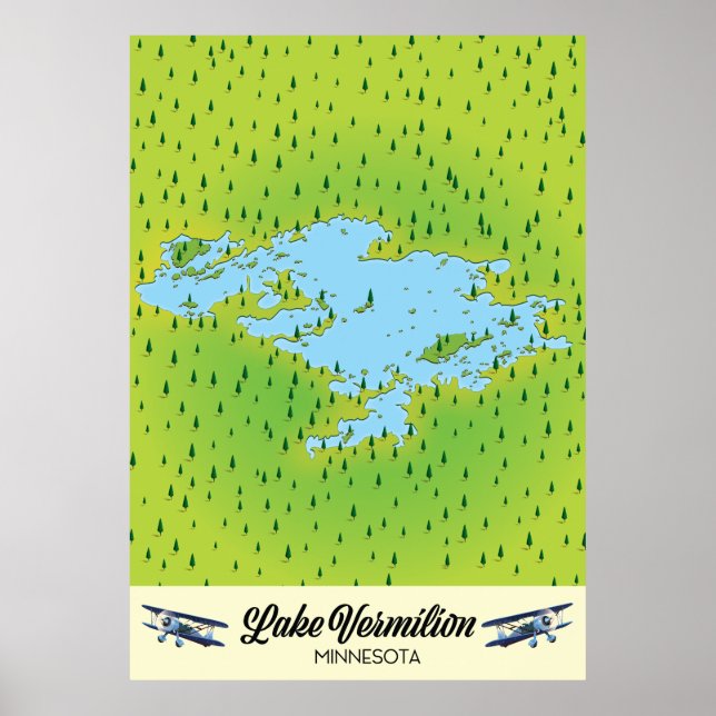 Affiche Carte du lac Vermilion Minnesota (Devant)