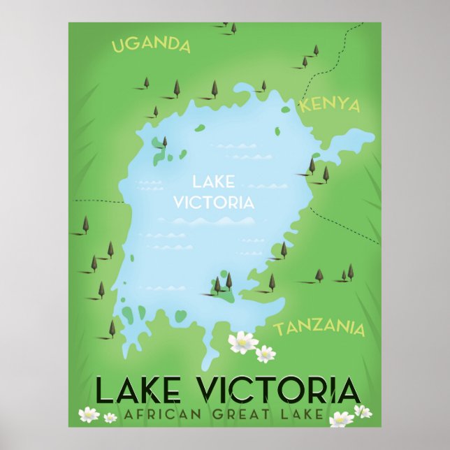 Affiche Carte du lac Victoria - Afrique Great Lake Voyage  (Devant)