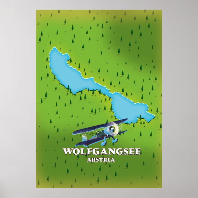 Affiche Carte du lac Wolfgangsee Autriche (Devant)