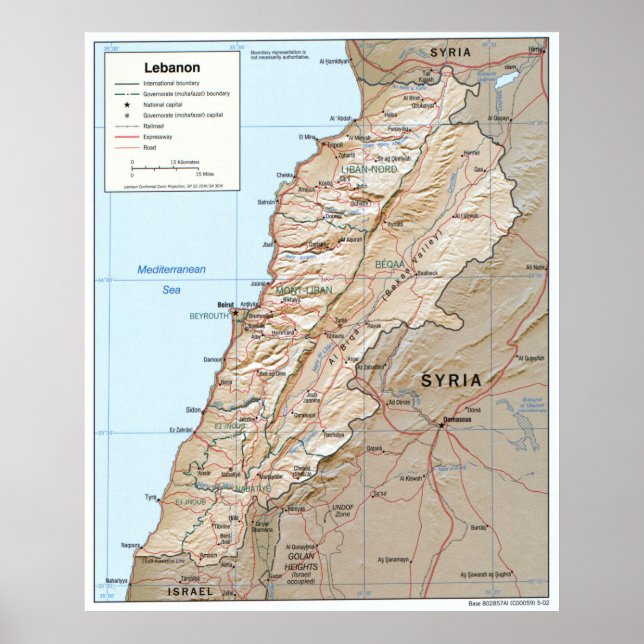 Affiche Carte du Liban (2002) (Devant)