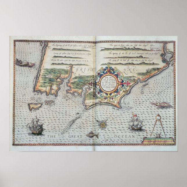 Affiche Carte du littoral breton, 1588 (Devant)
