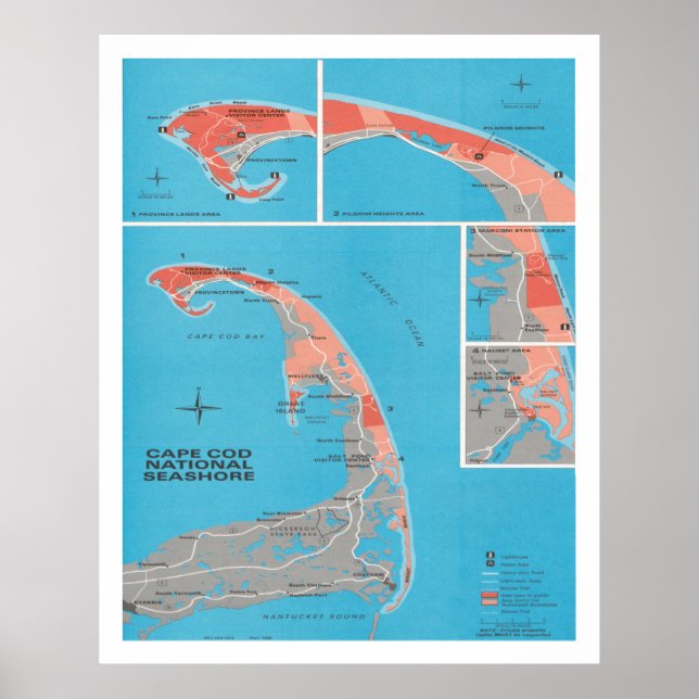 Affiche Carte du littoral national de Old Cape Cod (1968) (Devant)