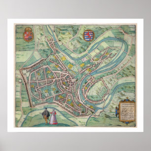 Affiche Carte du Luxembourg, de 'Civitates Orbis Terrarum