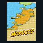 Affiche Carte du Maroc illustrée par Pop Art<br><div class="desc">Pop Art Illustré Maroc Carte africaine dans un style vintage et ancien.</div>