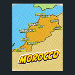 Affiche Carte du Maroc illustrée par Pop Art<br><div class="desc">Pop Art Illustré Maroc Carte africaine dans un style vintage et ancien.</div>