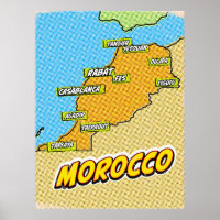 Carte du Maroc illustrée par Pop Art