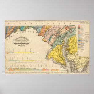 Affiche Carte du Maryland et du district de Columbia