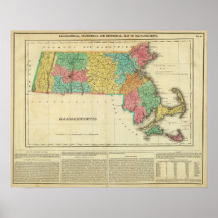 Affiche Carte Du Massachusetts