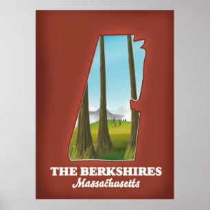 Affiche Carte du Massachusetts Berkshires
