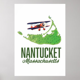 Affiche Carte du Massachusetts de Nantucket