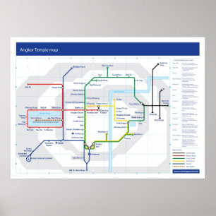 Affiche Carte du métro Angkor Temple