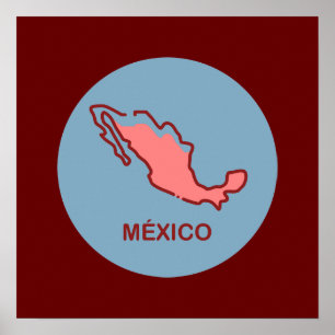 Affiche Carte du Mexique