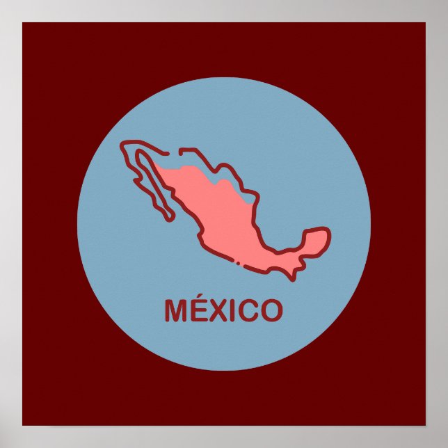 Affiche Carte du Mexique (Devant)