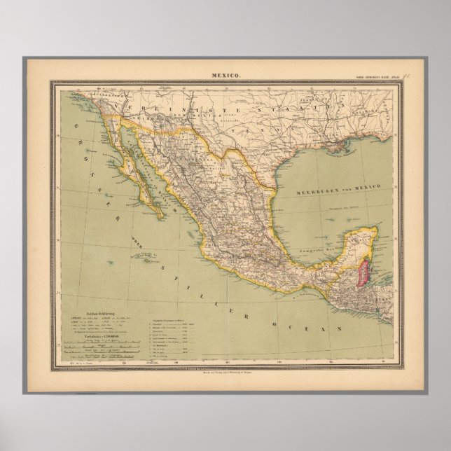 Affiche Carte du Mexique (Devant)