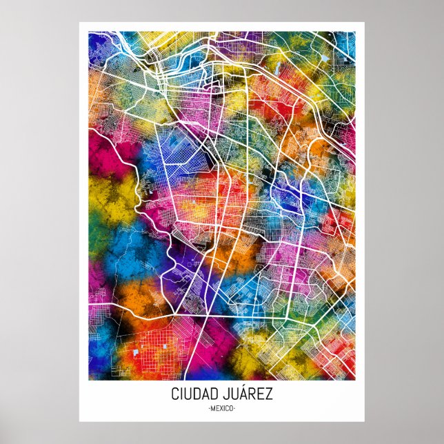 Affiche Carte du Mexique de Ciudad Juárez (Devant)