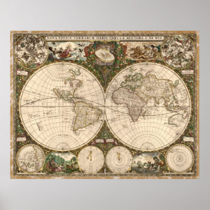 Affiche Carte du monde 1660