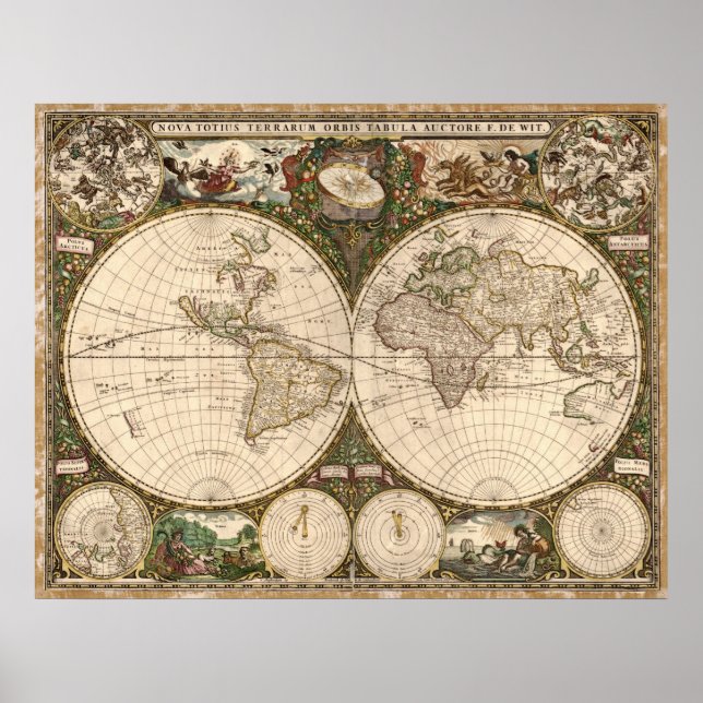 Affiche Carte du monde 1660 (Devant)