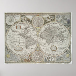Affiche Carte du monde 1676