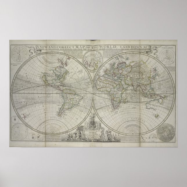 Affiche Carte du monde | 1736 (Devant)