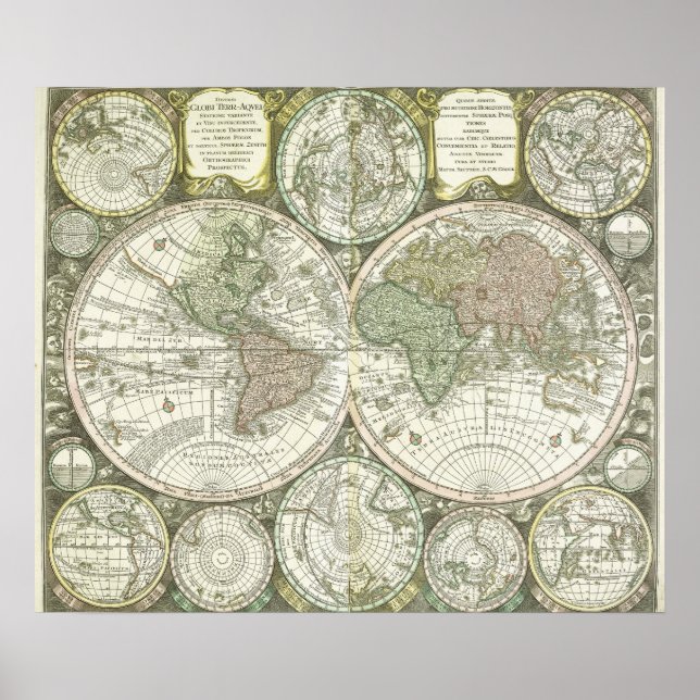 Affiche Carte du monde | 1744 (Devant)