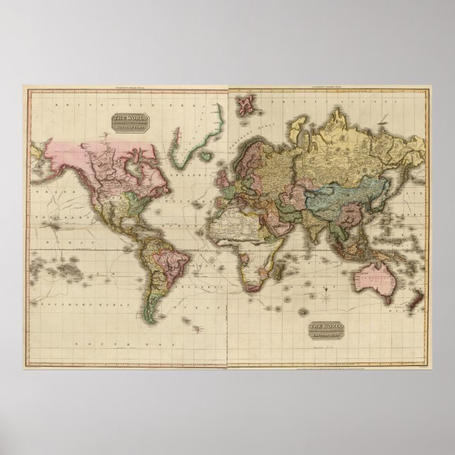 Affiche Carte du monde (1812) (Devant)