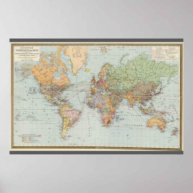 Affiche Carte du monde allemande (1899) (Devant)