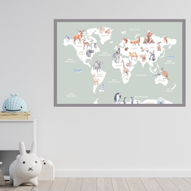 Affiche Carte du monde animal (Créateur téléchargé)