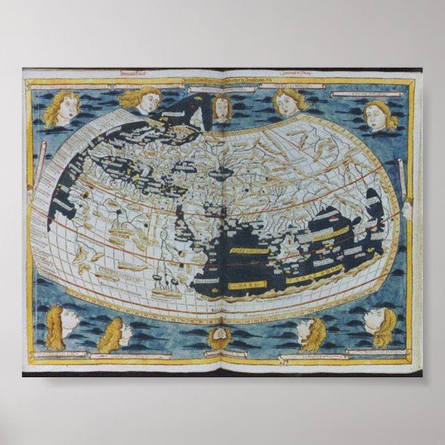 Affiche Carte du monde antique 1482 (Devant)