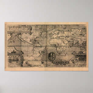 Affiche Carte du monde antique 1581 par Nicola van Sype