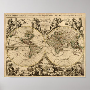 Affiche Carte du monde antique, 1694, par Alexis Hubert Ja