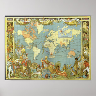 Affiche Carte du monde antique de l'Empire britannique, 18