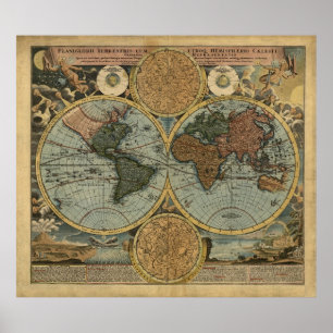 Affiche Carte du monde antique par Johann Baptist Homann,
