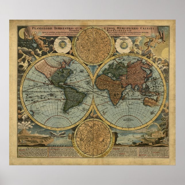 Affiche Carte du monde antique par Johann Baptist Homann,  (Devant)